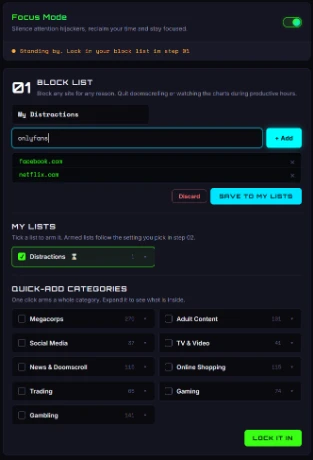Focus Mode block list