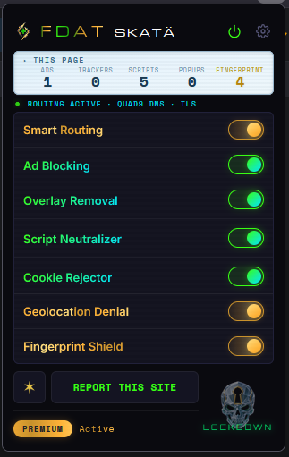 FDAT popup showing Smart Routing active
